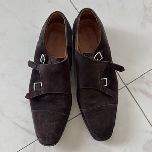 Suitsupply Dark Brown Suede Double Monk Strap Shoes size 43 / 10US